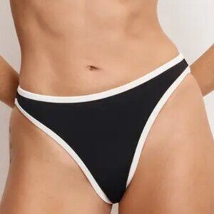 Good American Compression Better Bikini Bottoms Black White Sz XL